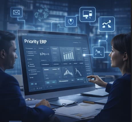 עובדים בסביבת עבודה תפעולית עם מערכות Priority